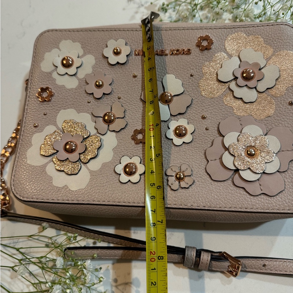 Michael Kors Floral Embellished Beige Crossbody Bag - Picture 3 of 12